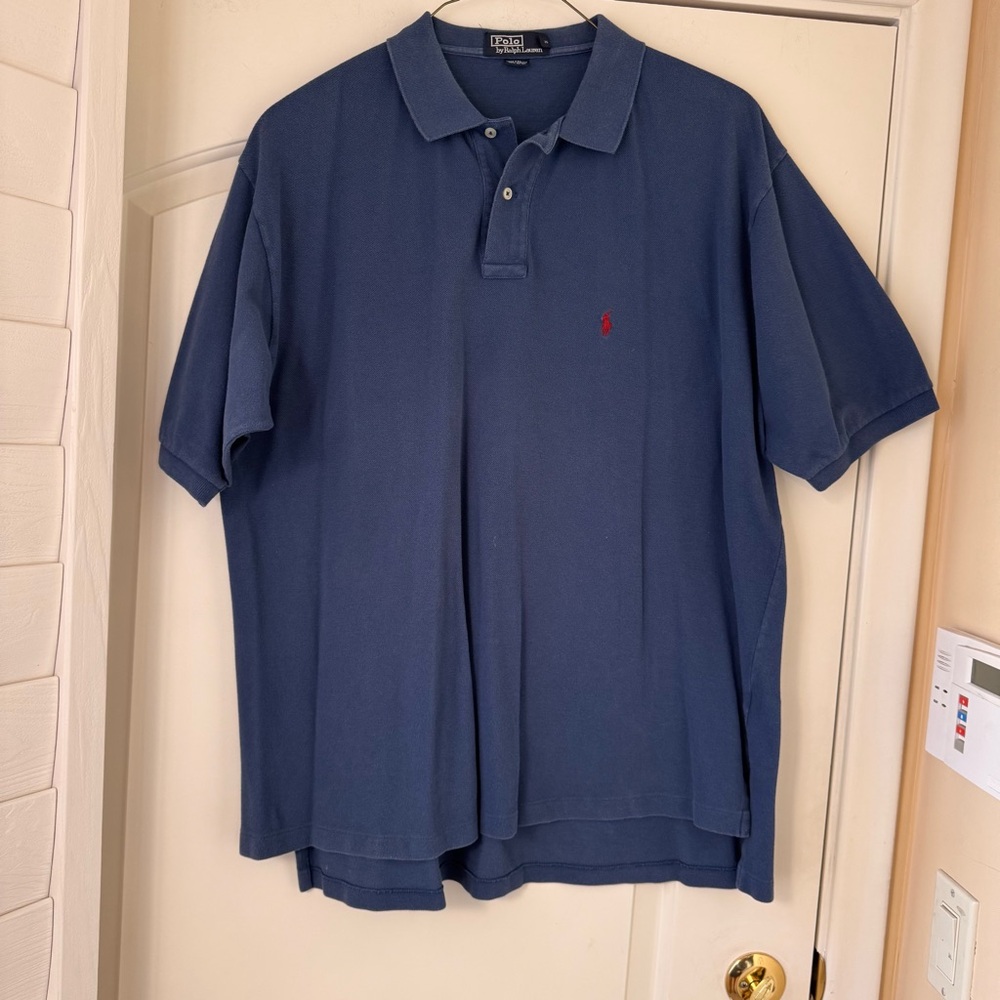 Polo by Ralph Lauren Mens Blue Polo Buttoned Embroidered Logo Shirt Size XXL